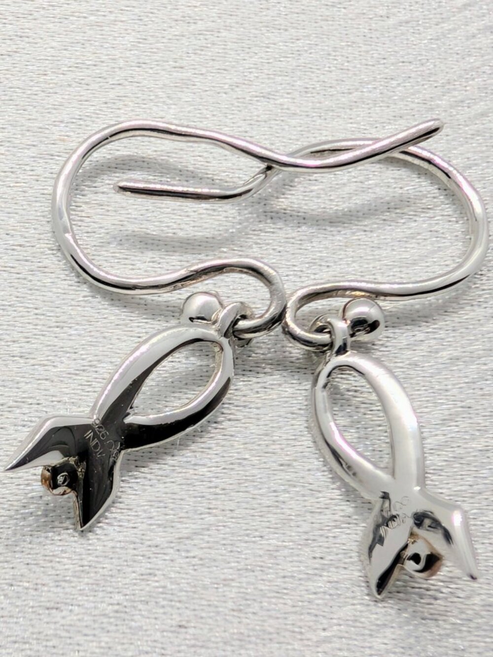 NEW in Box Minimalist Style Sterling Silver & Diamond French Wire Earrings - Picture 8 of 13